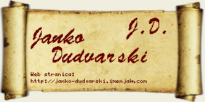 Janko Dudvarski vizit kartica